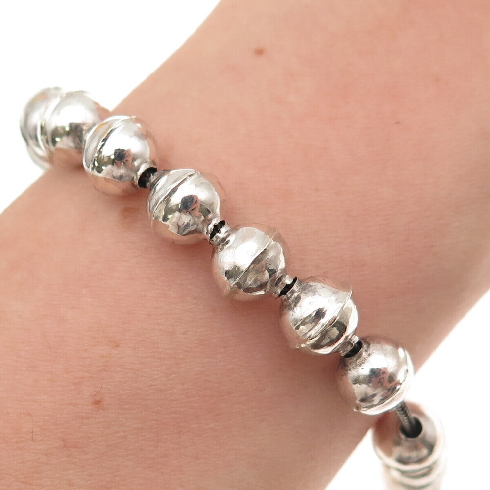 Old Pawn 925 Sterling Silver Gold Filled Lock Vintage Navajo Pearls Bracelet 7"